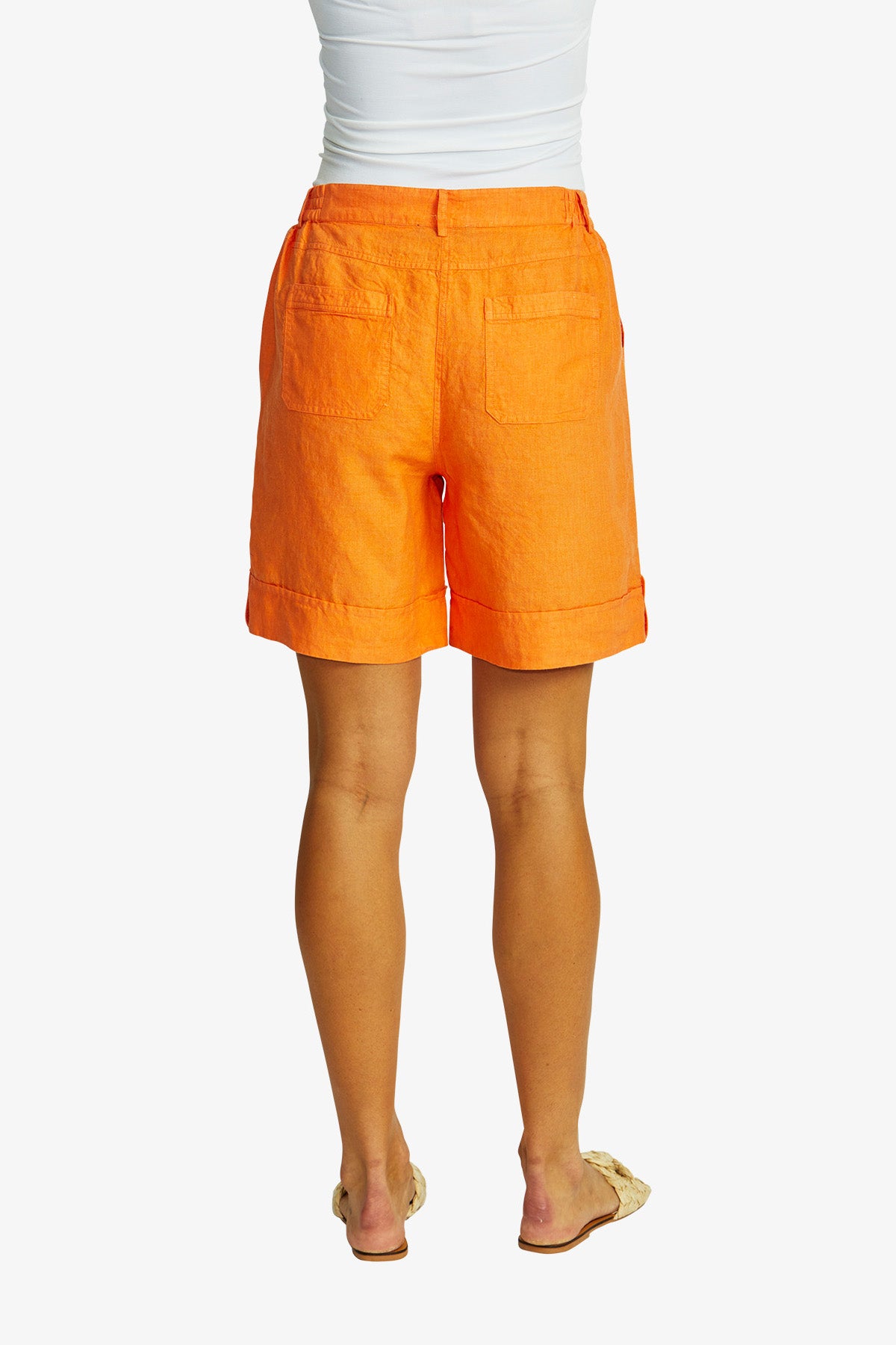 Women's Linen Shorts in Jaffa Orange | Mila