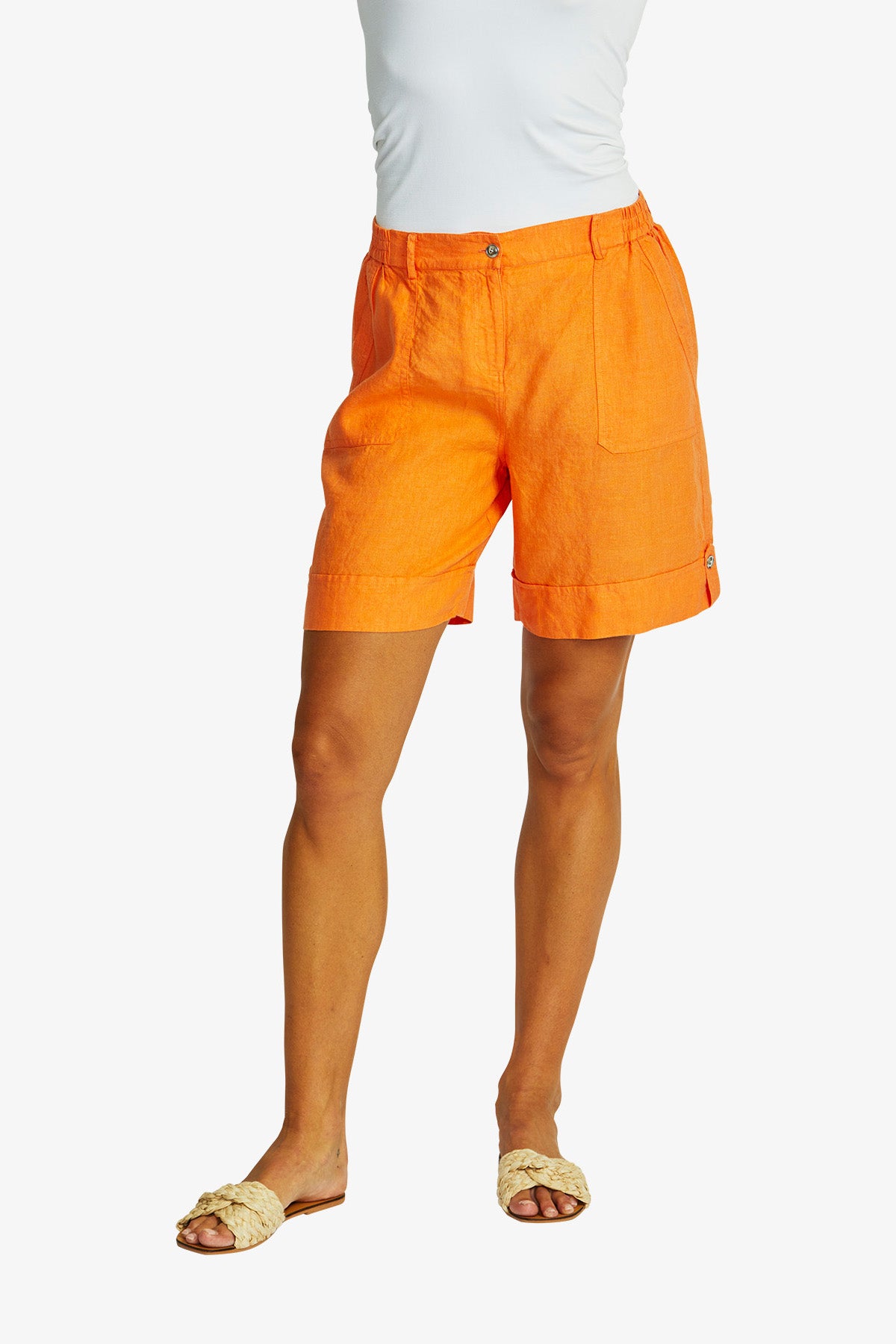 Women's Linen Shorts in Jaffa Orange | Mila