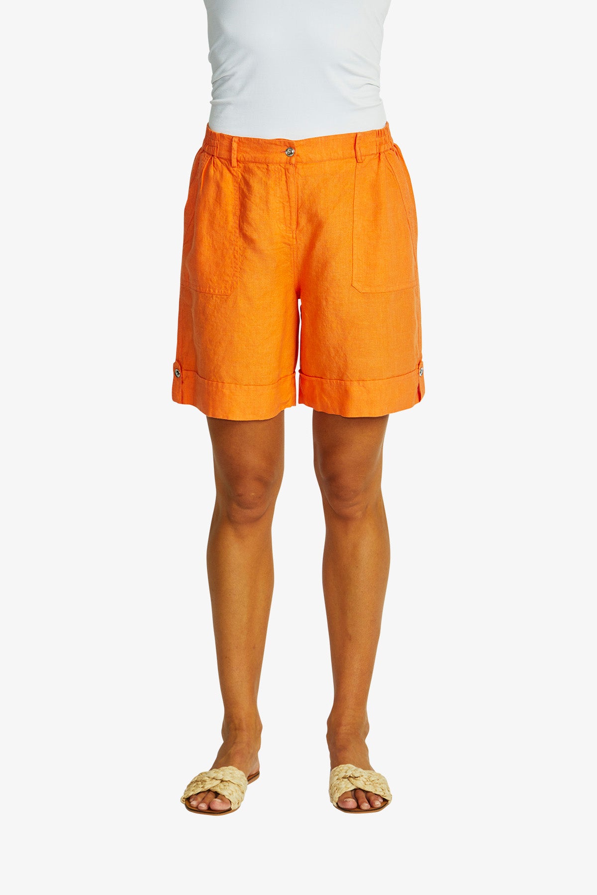 Women's Linen Shorts in Jaffa Orange | Mila