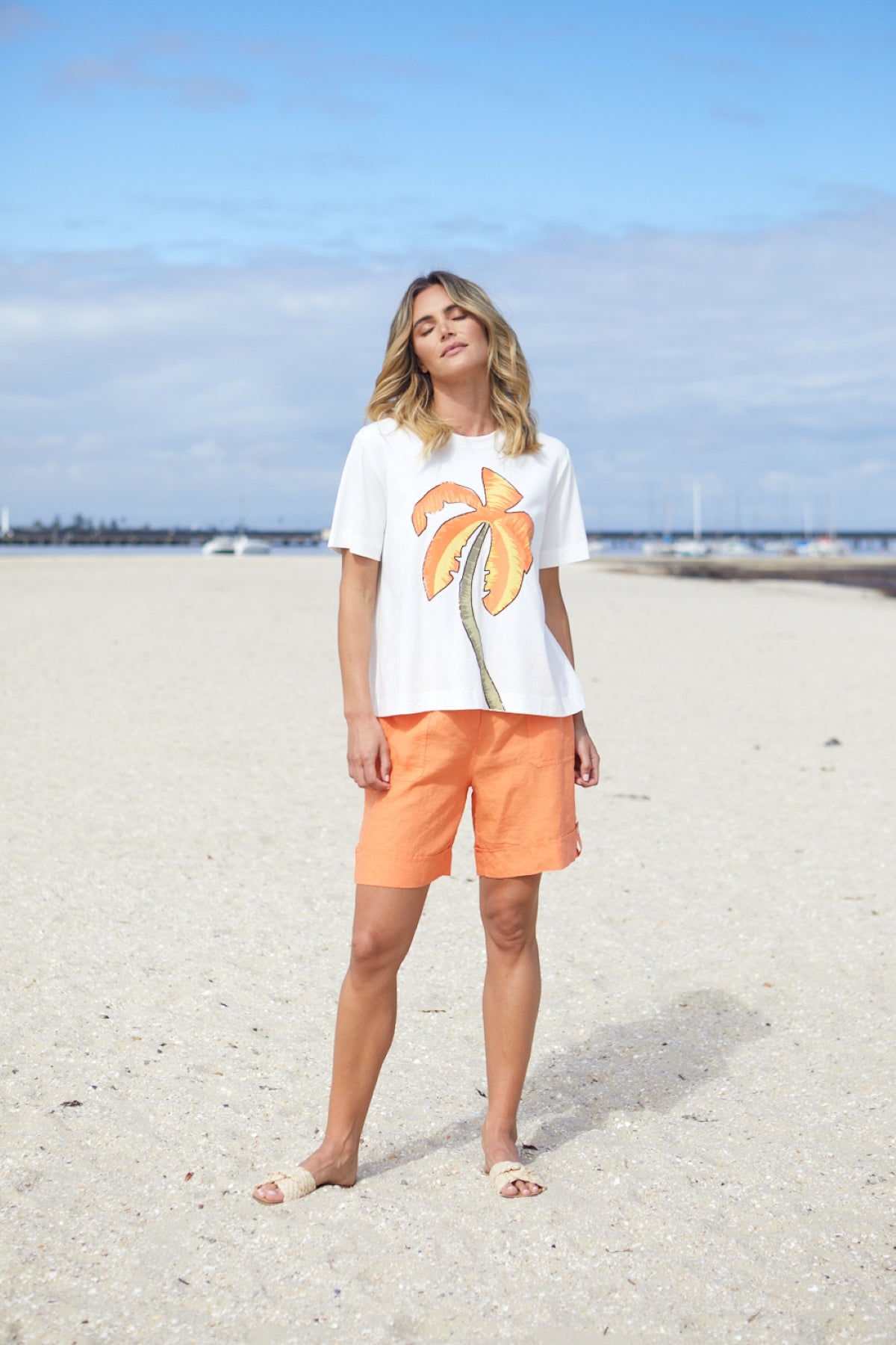 Women's Linen Shorts in Jaffa Orange | Mila