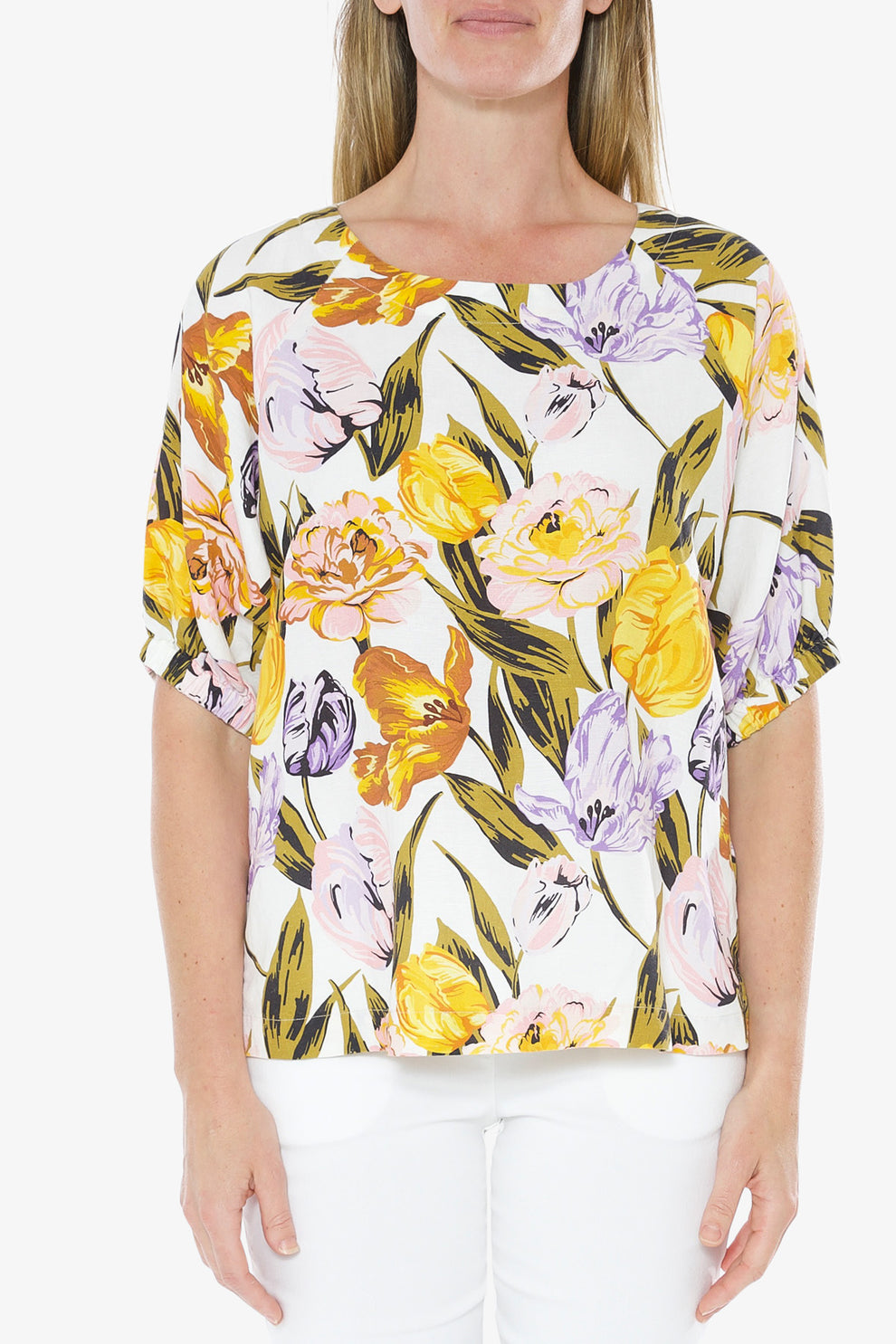 JAMILA BLOT PRINT LINEN TOP