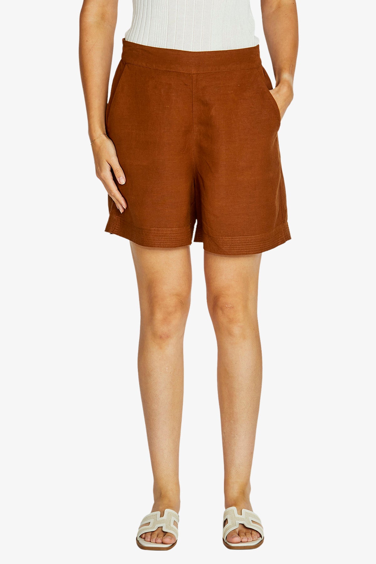 Womens Lisa Stitch Hem Short Brown P615801