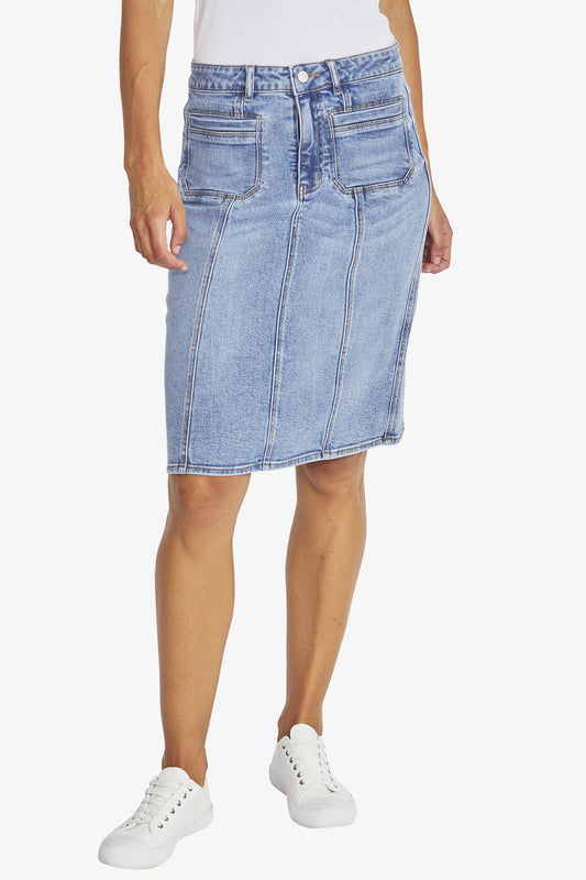 Logan Denim Skirt in Mid Wash