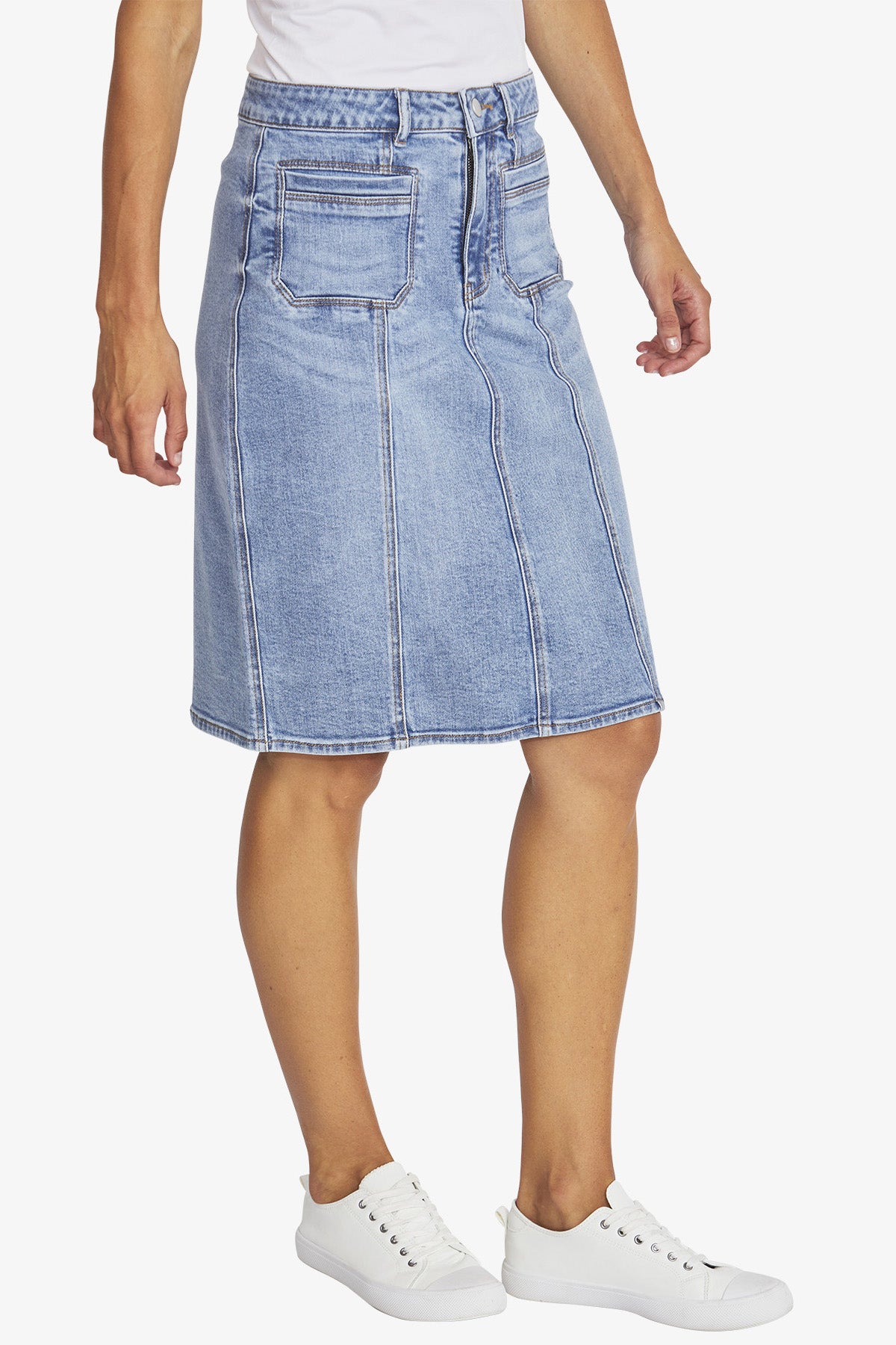 Logan Denim Skirt in Mid Wash