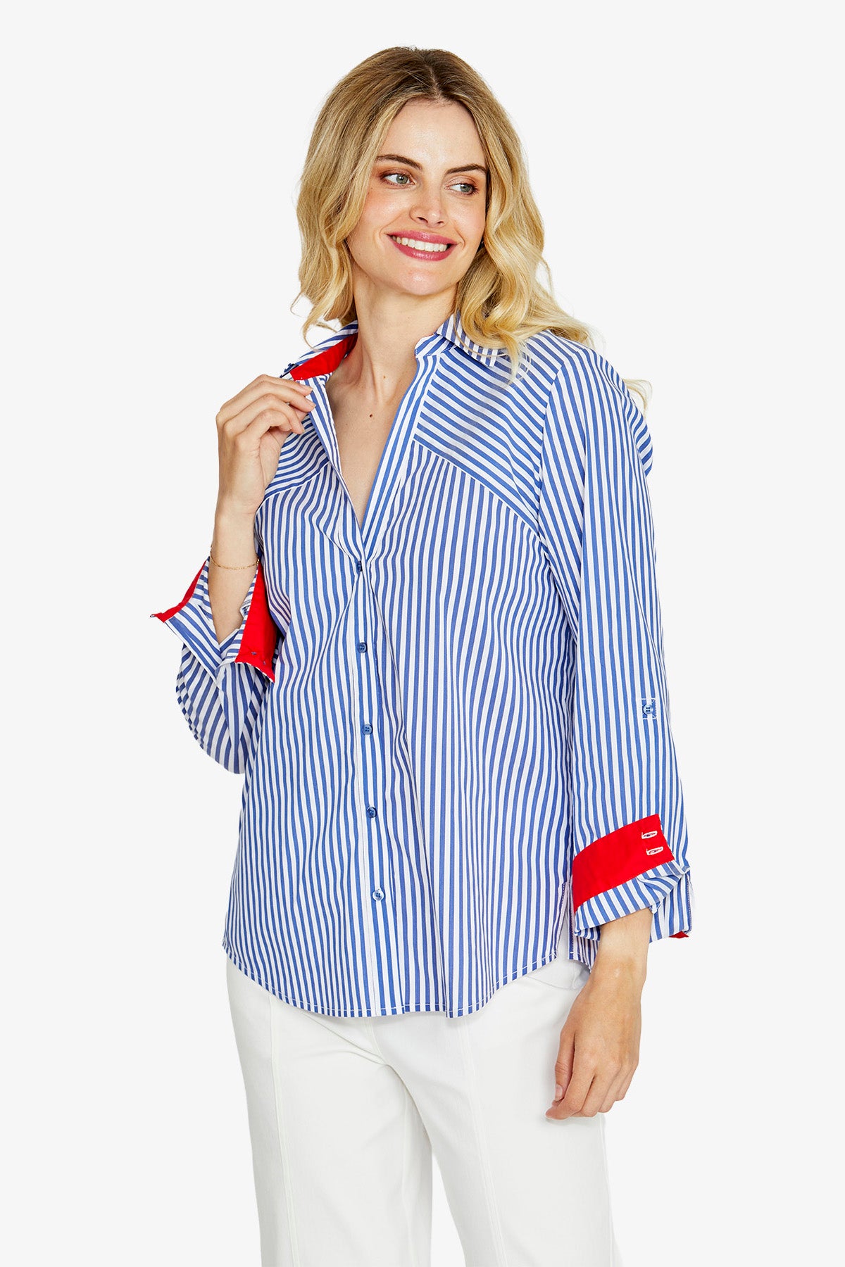 Womens Lorah Stripe Lslv Shirt Blue P615328