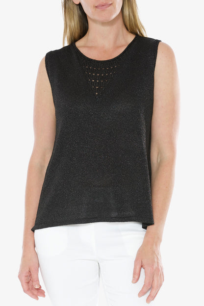 Lurex Sleeve Less Top Black