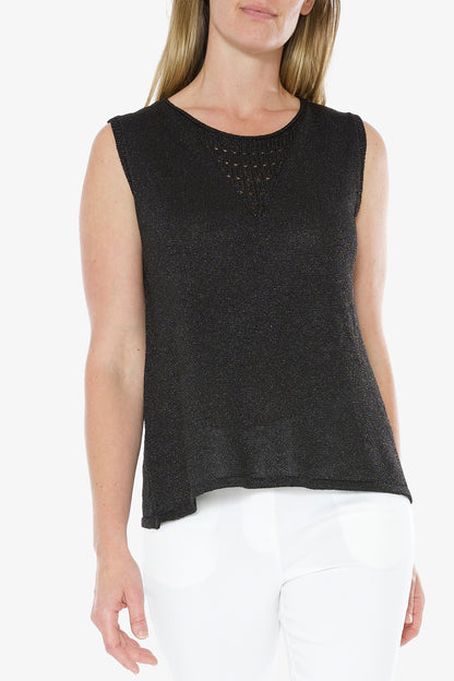 Lurex Sleeve Less Top Black