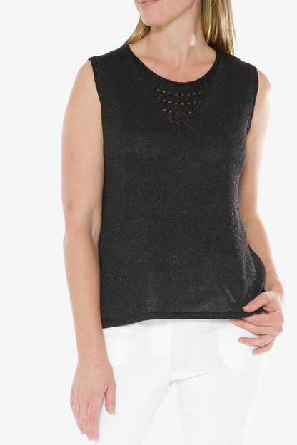 Lurex Sleeve Less Top Black