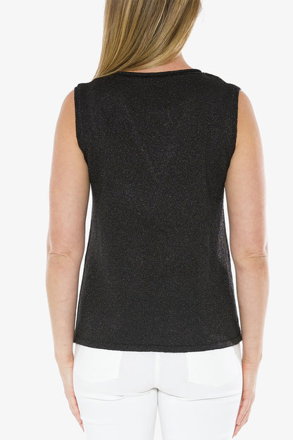 Lurex Sleeve Less Top Black