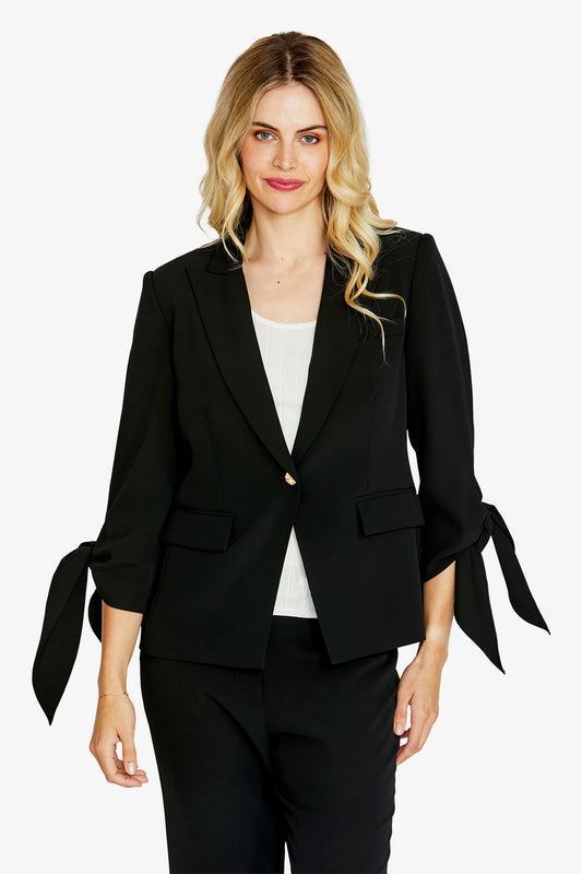 Womens Manhattan Tie Slv Blazer Black P615406