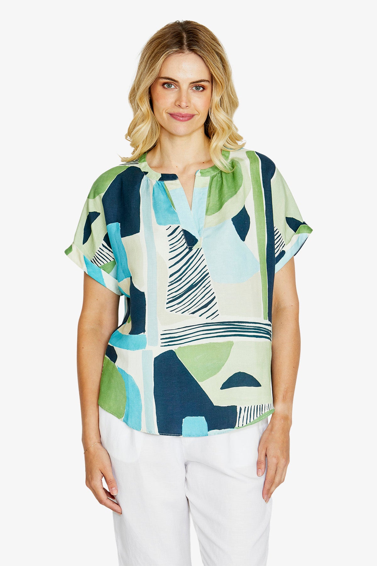 Womens Mariana V Nk Print Blouse Multicolor P615353