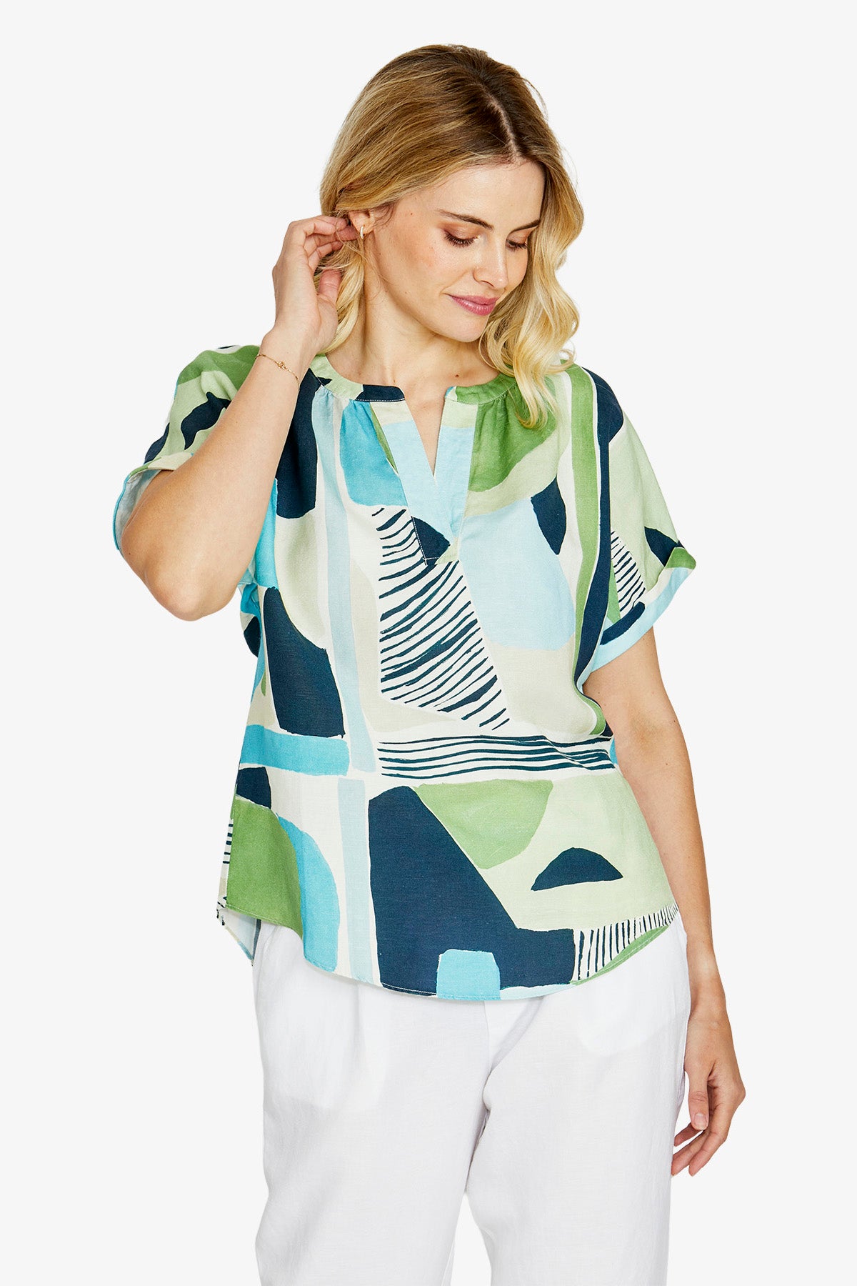 Womens Mariana V Nk Print Blouse Multicolor P615353