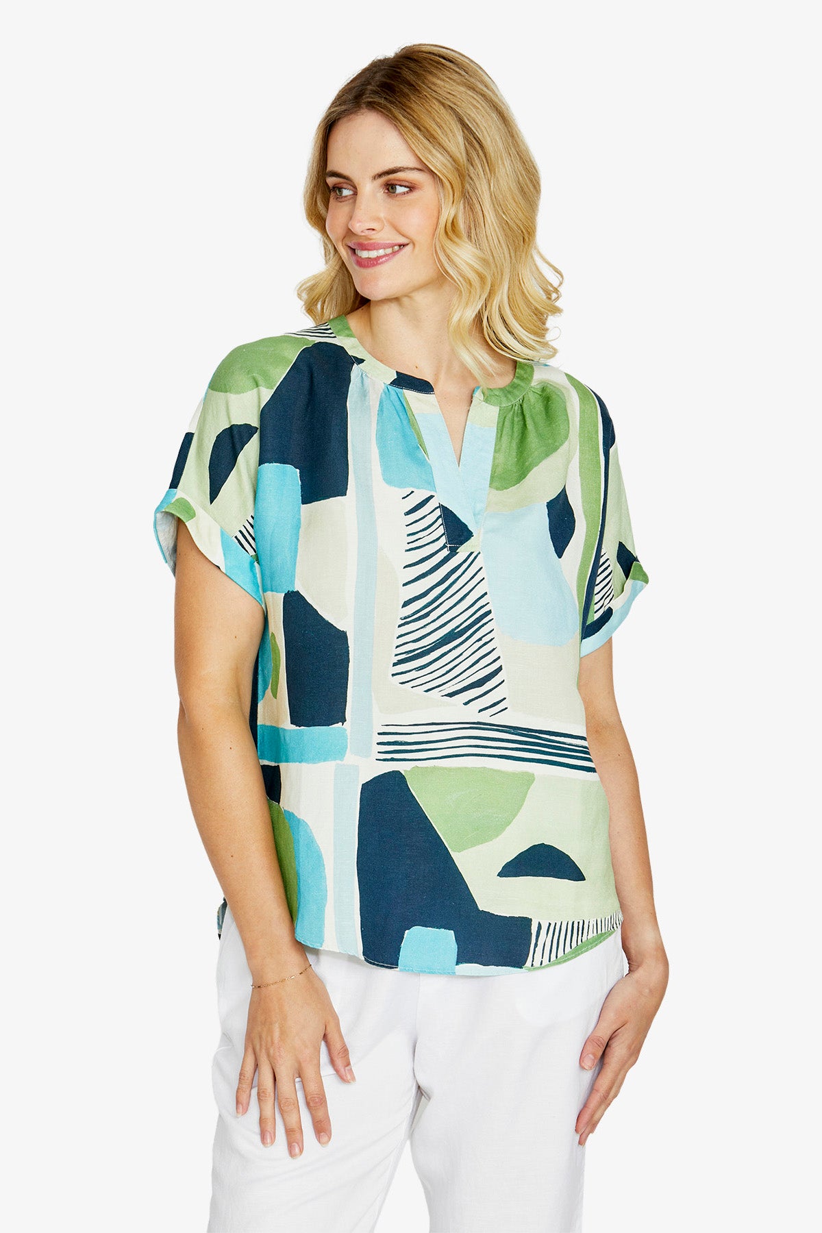 Womens Mariana V Nk Print Blouse Multicolor P615353