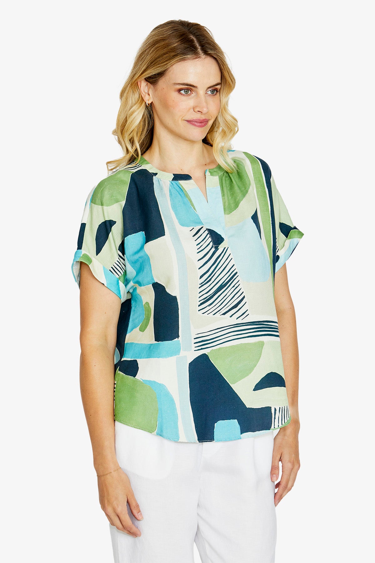 Womens Mariana V Nk Print Blouse Multicolor P615353