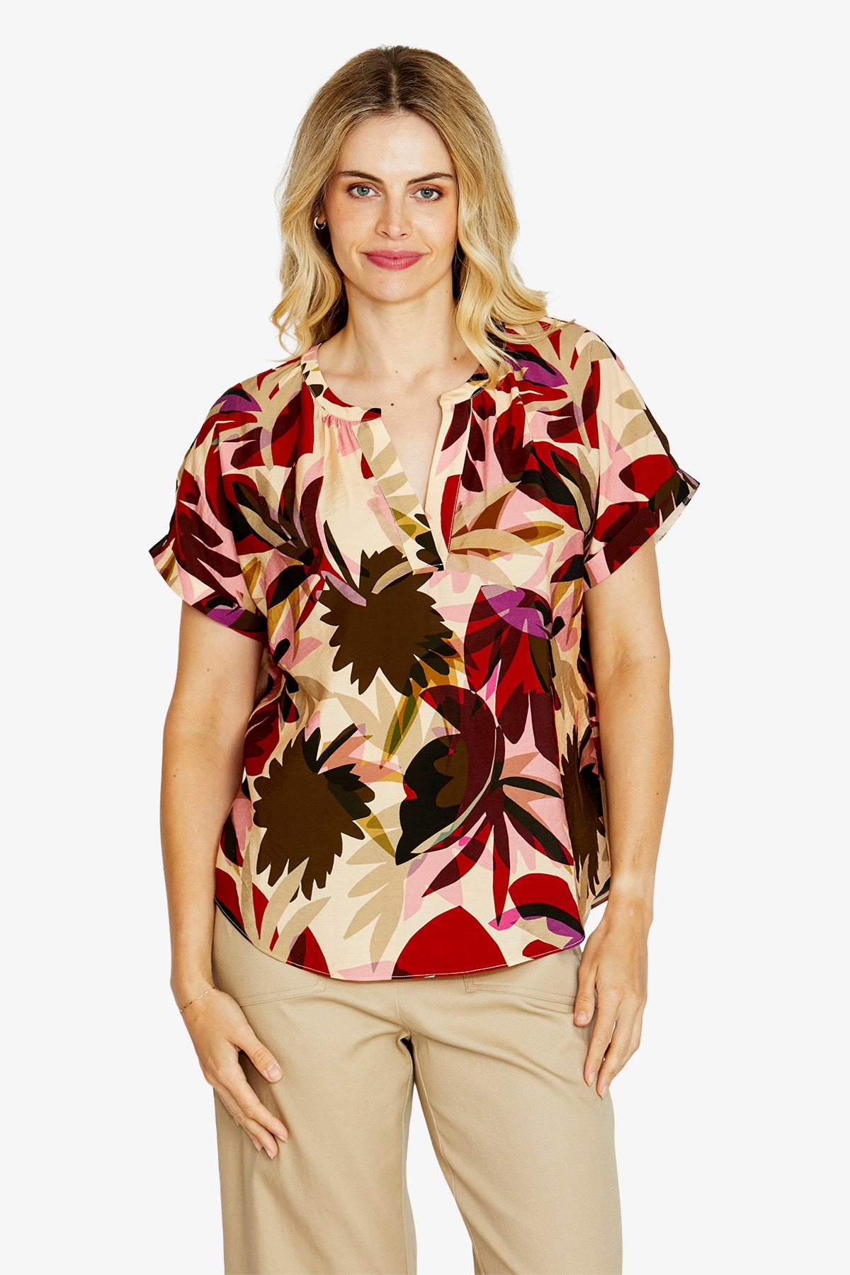 Womens Mariana V Nk Sslv Blouse Multicolor P615311