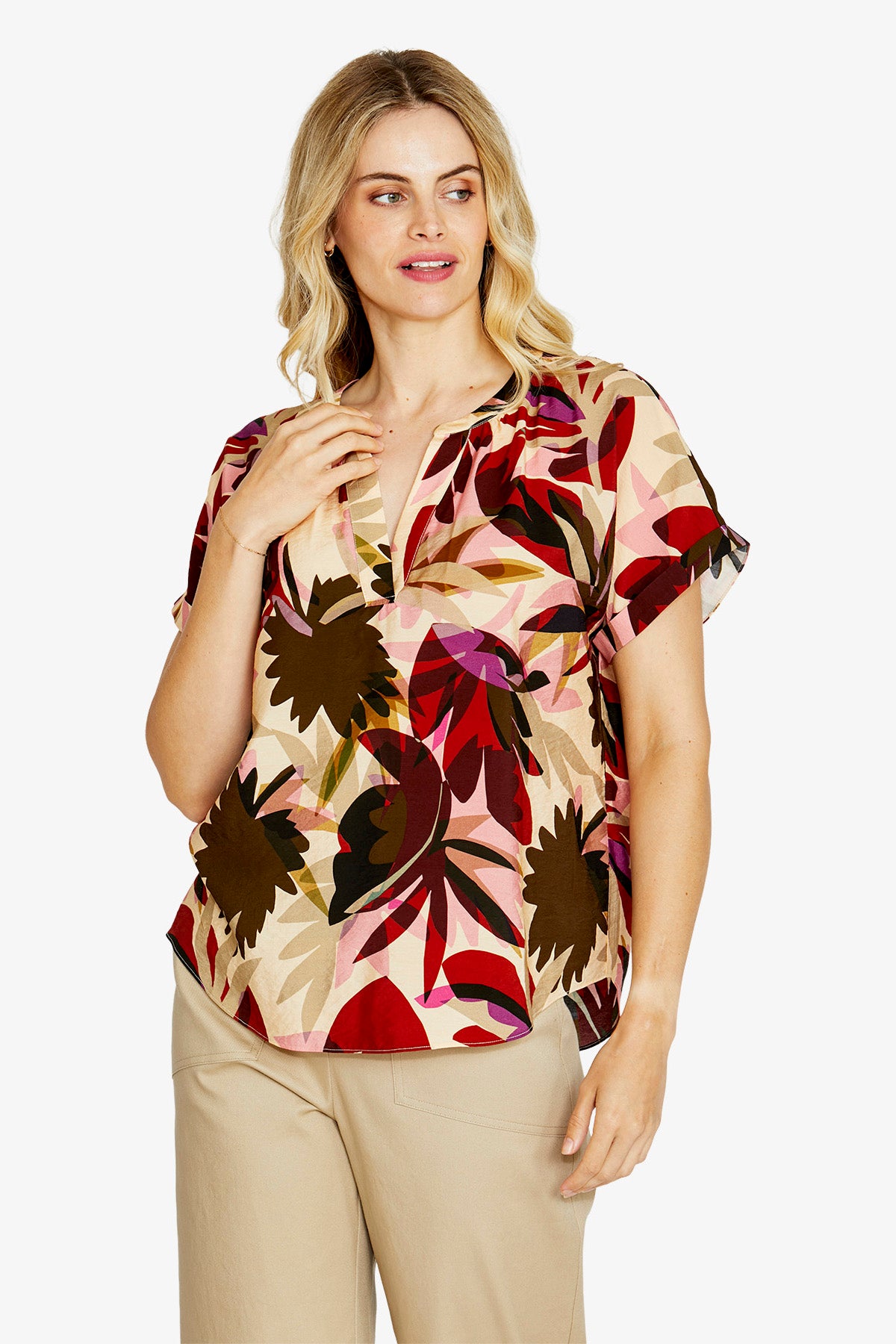 Womens Mariana V Nk Sslv Blouse Multicolor P615311