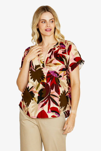 Womens Mariana V Nk Sslv Blouse Multicolor P615311