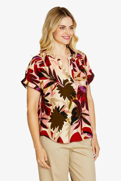 Womens Mariana V Nk Sslv Blouse Multicolor P615311
