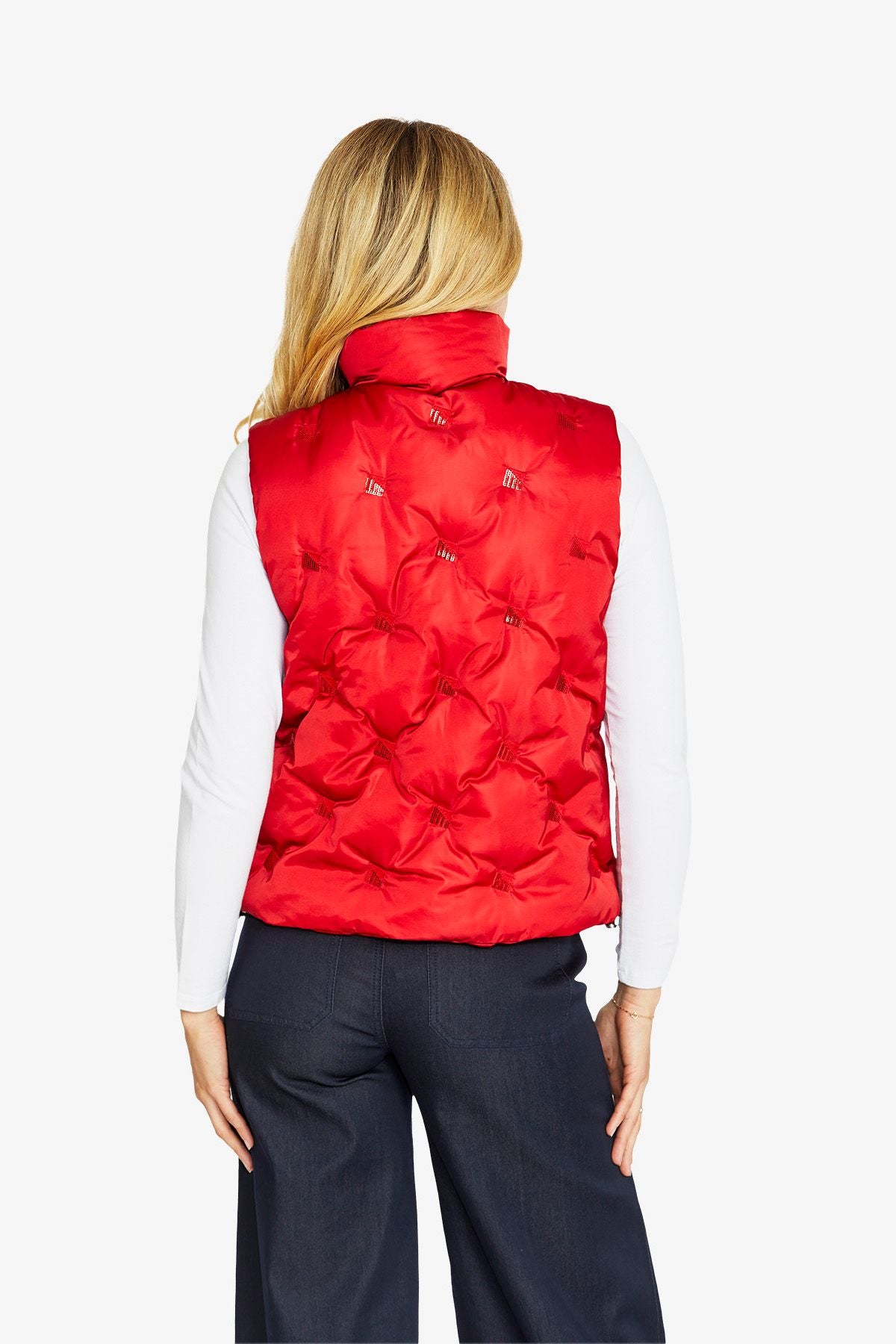 Womens Marilynsequinspuffervest Red P605420