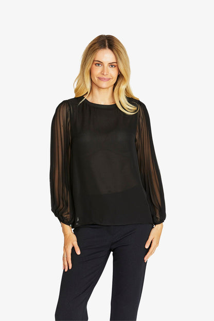 Womens Matilda Pleated Top Black P605321