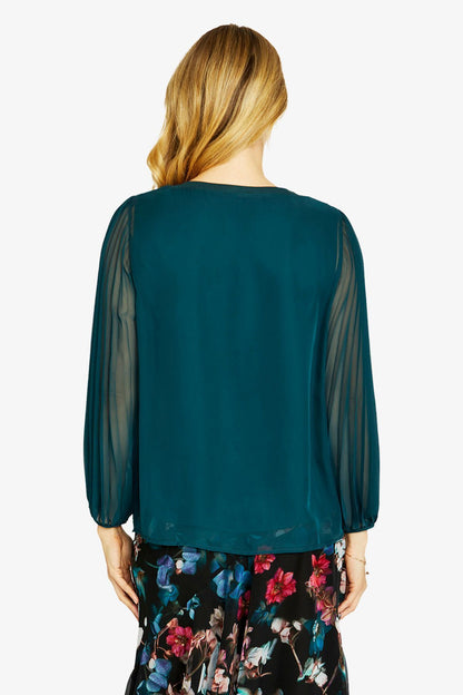 Womens Matilda Pleated Top Green P605321