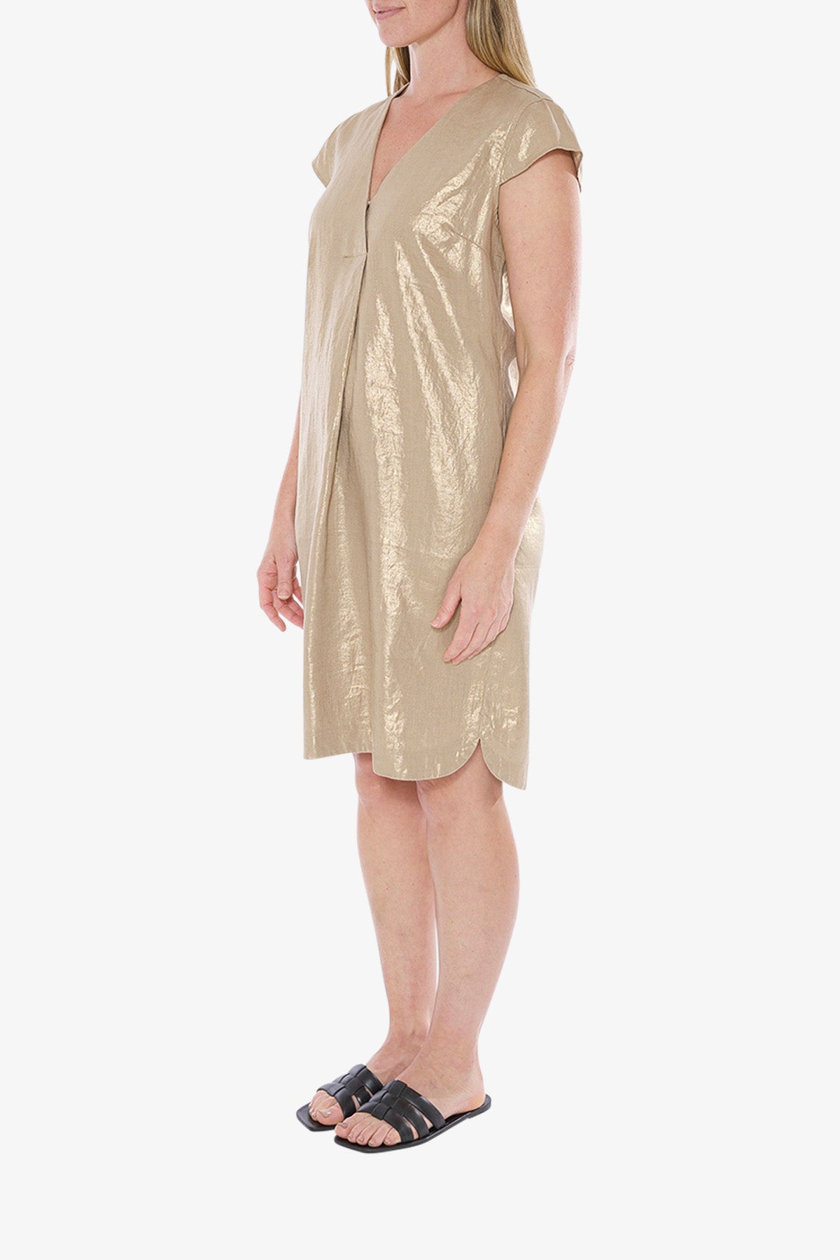 Metallic Linen Dress Safari Foil