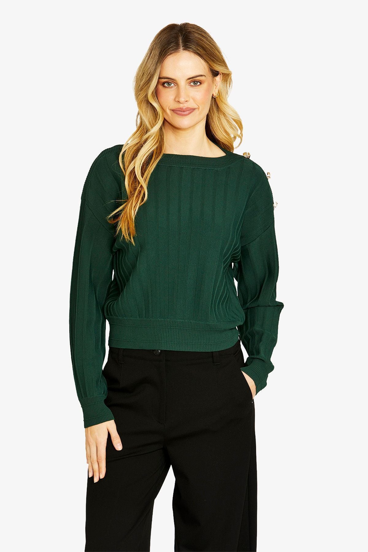Womens Milano Button Pullover Green P605016