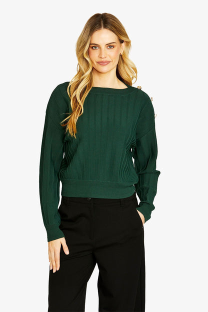 Womens Milano Button Pullover Green P605016