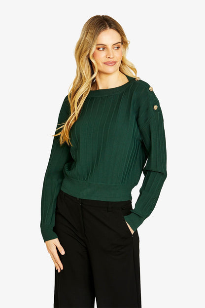 Womens Milano Button Pullover Green P605016
