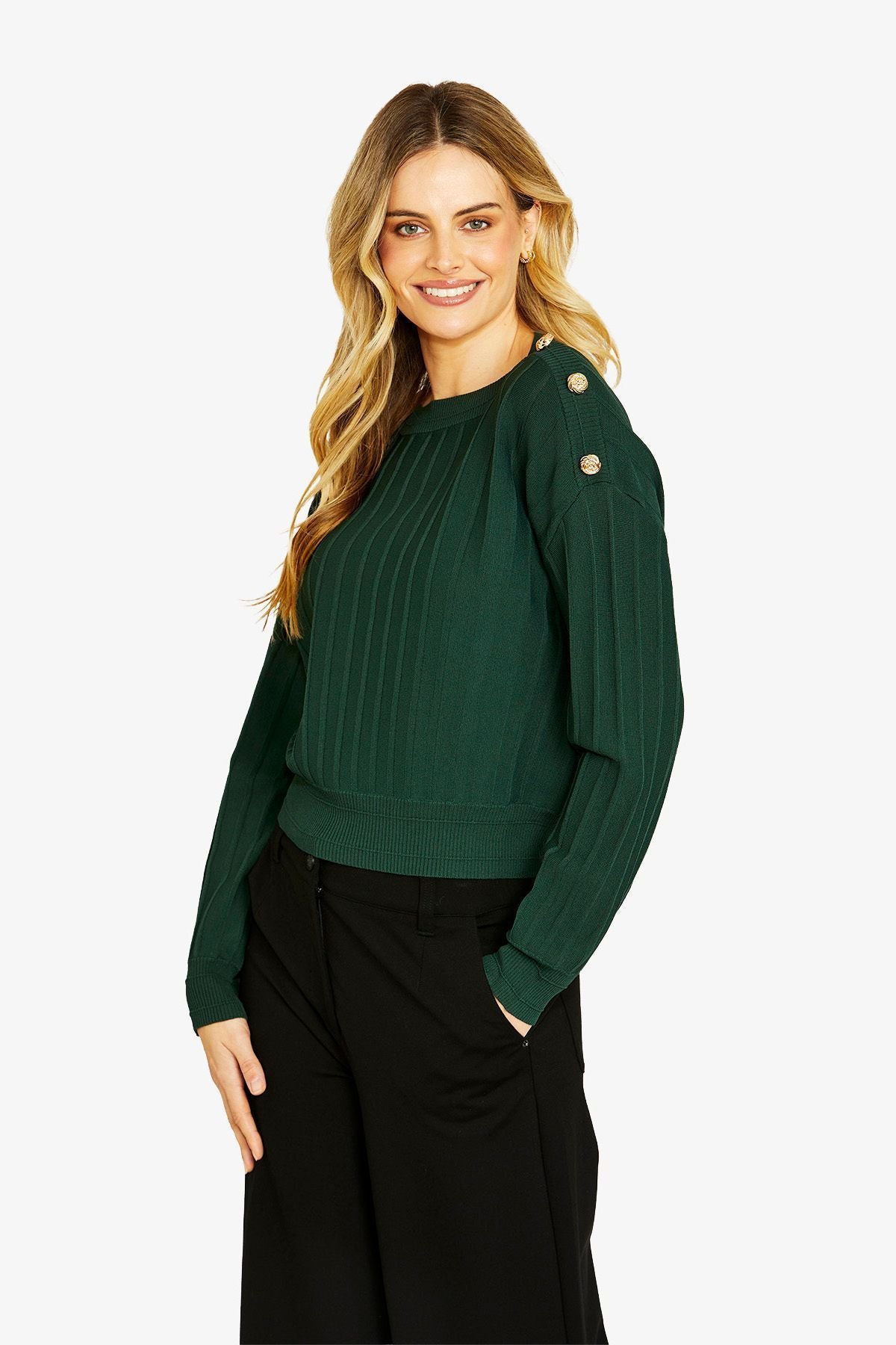 Womens Milano Button Pullover Green P605016