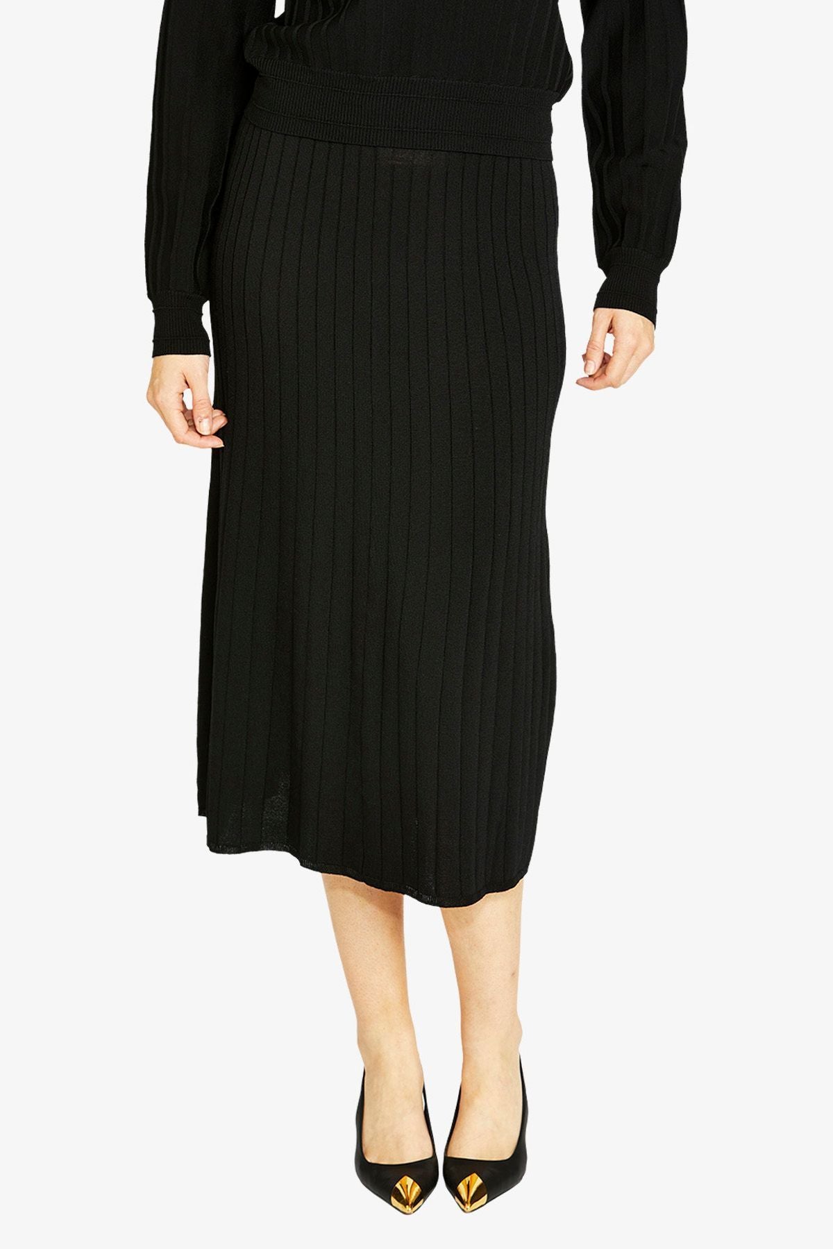 Womens Milano Rib A Line Skirt Black P605601