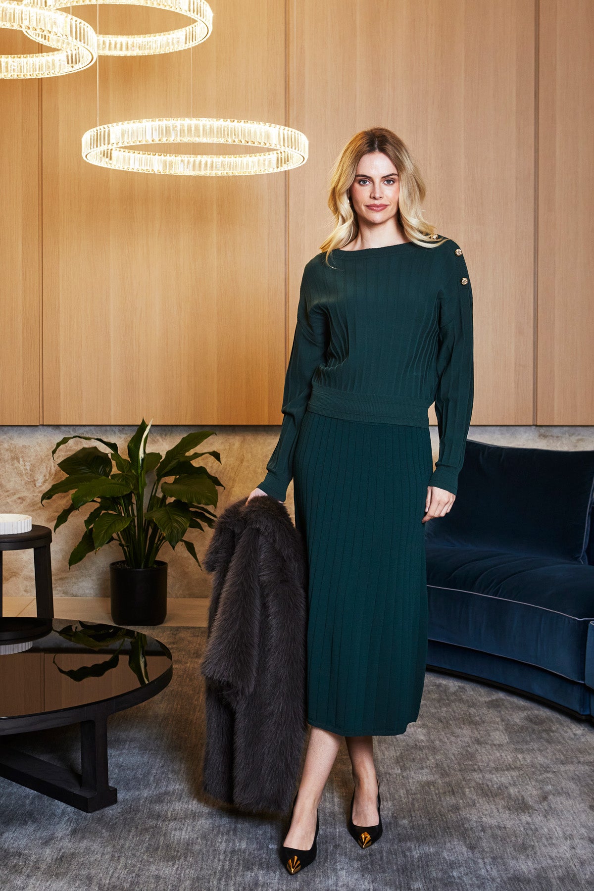 Womens Milano Rib A Line Skirt Green P605601