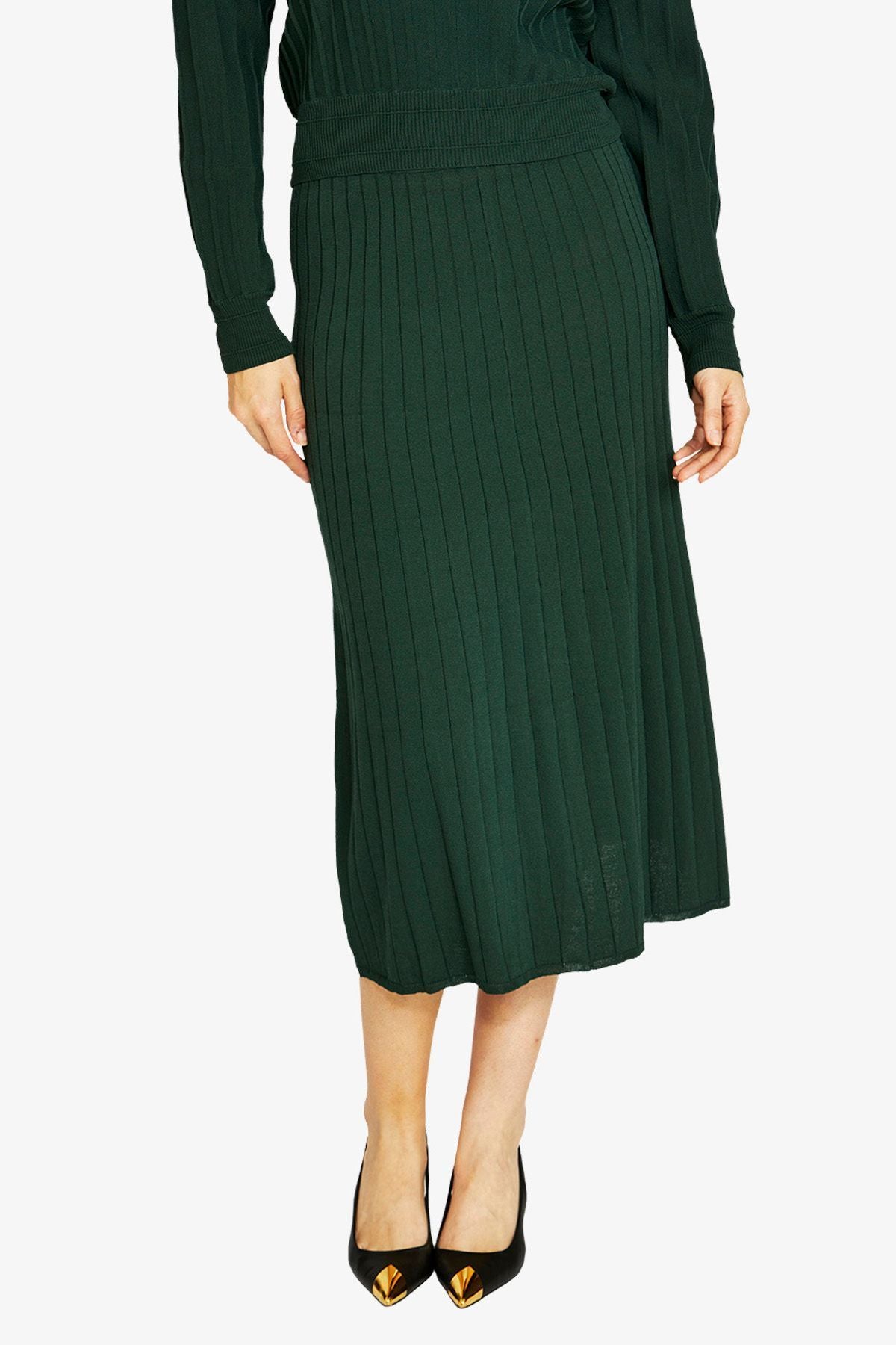 Womens Milano Rib A Line Skirt Green P605601