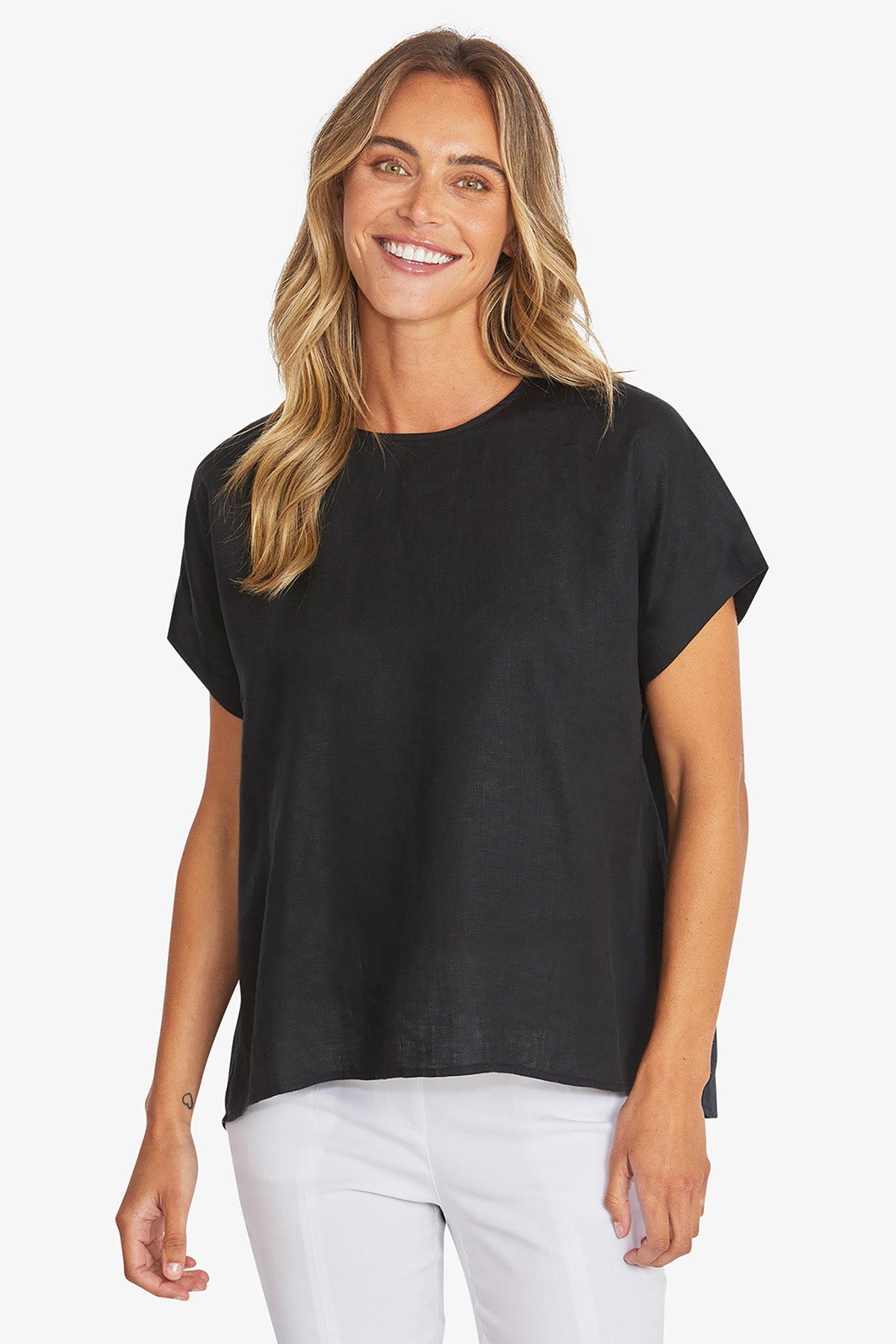 Womens Misty Linen Top Black P595341