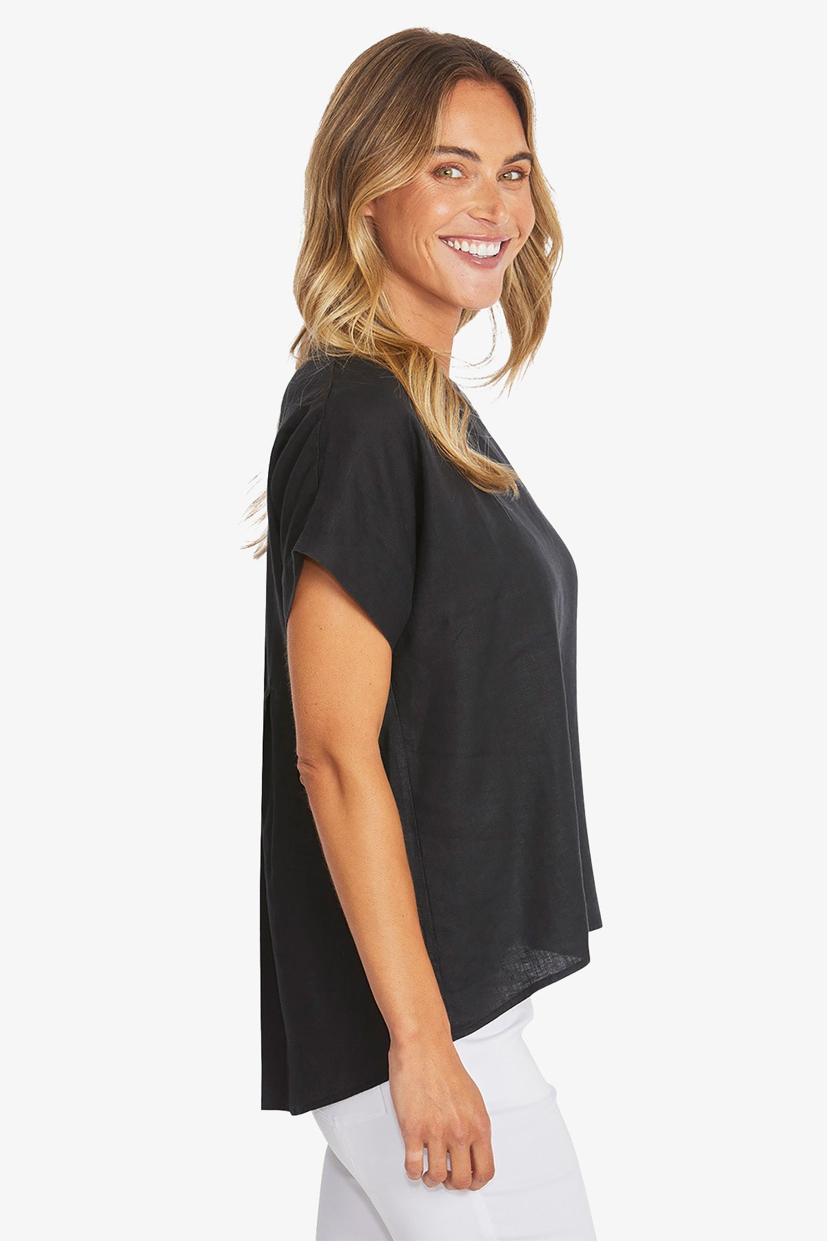 Womens Misty Linen Top Black P595341
