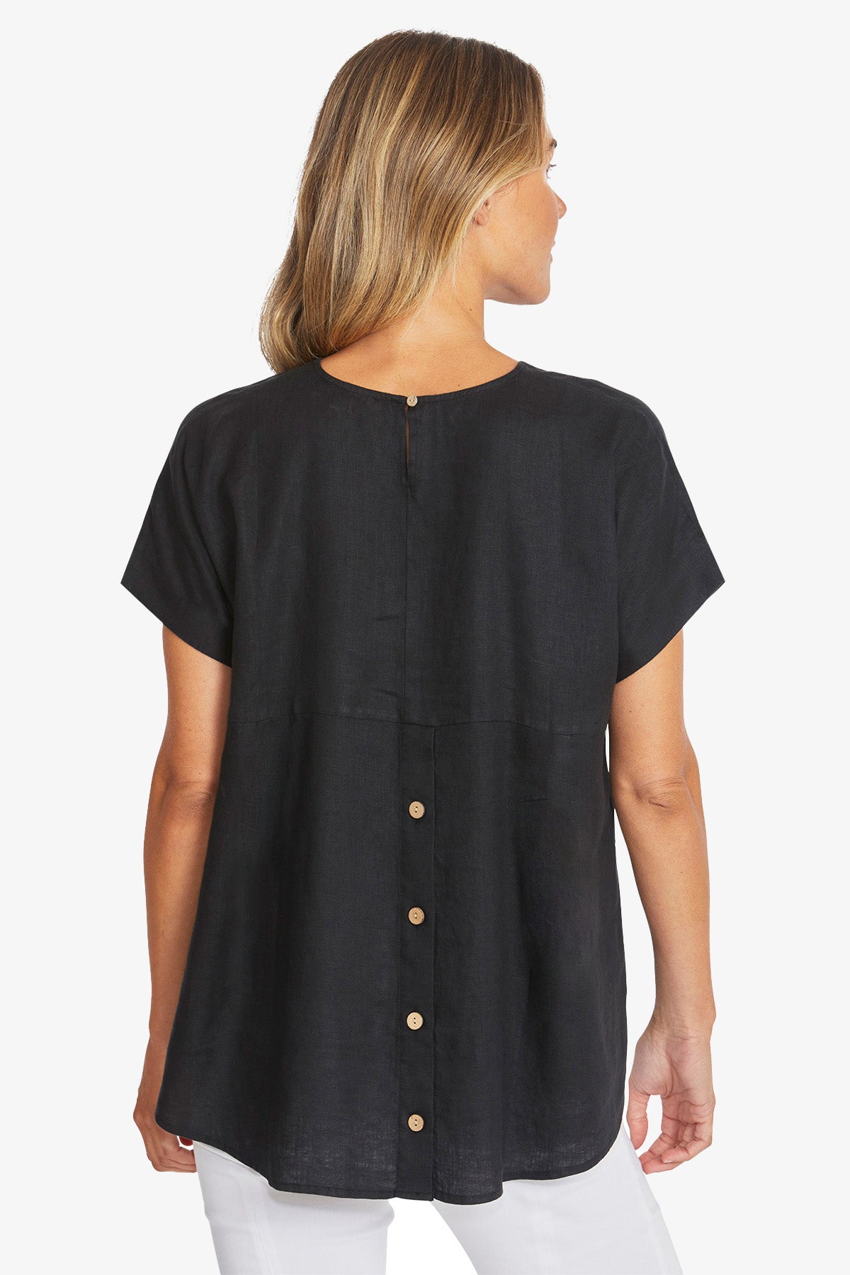 Womens Misty Linen Top Black P595341