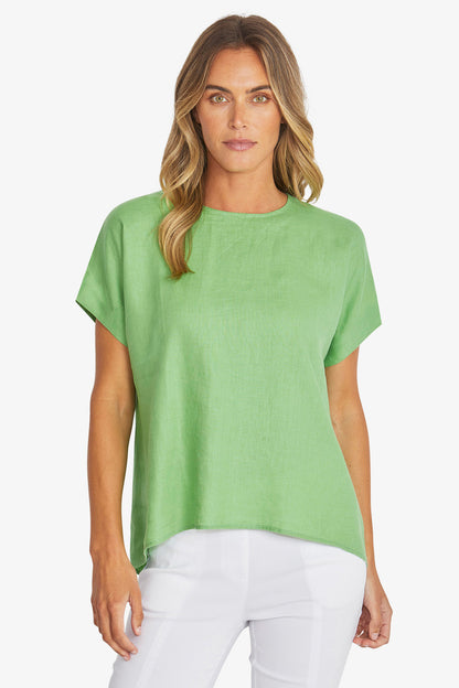 Womens Misty Linen Top Green P595341