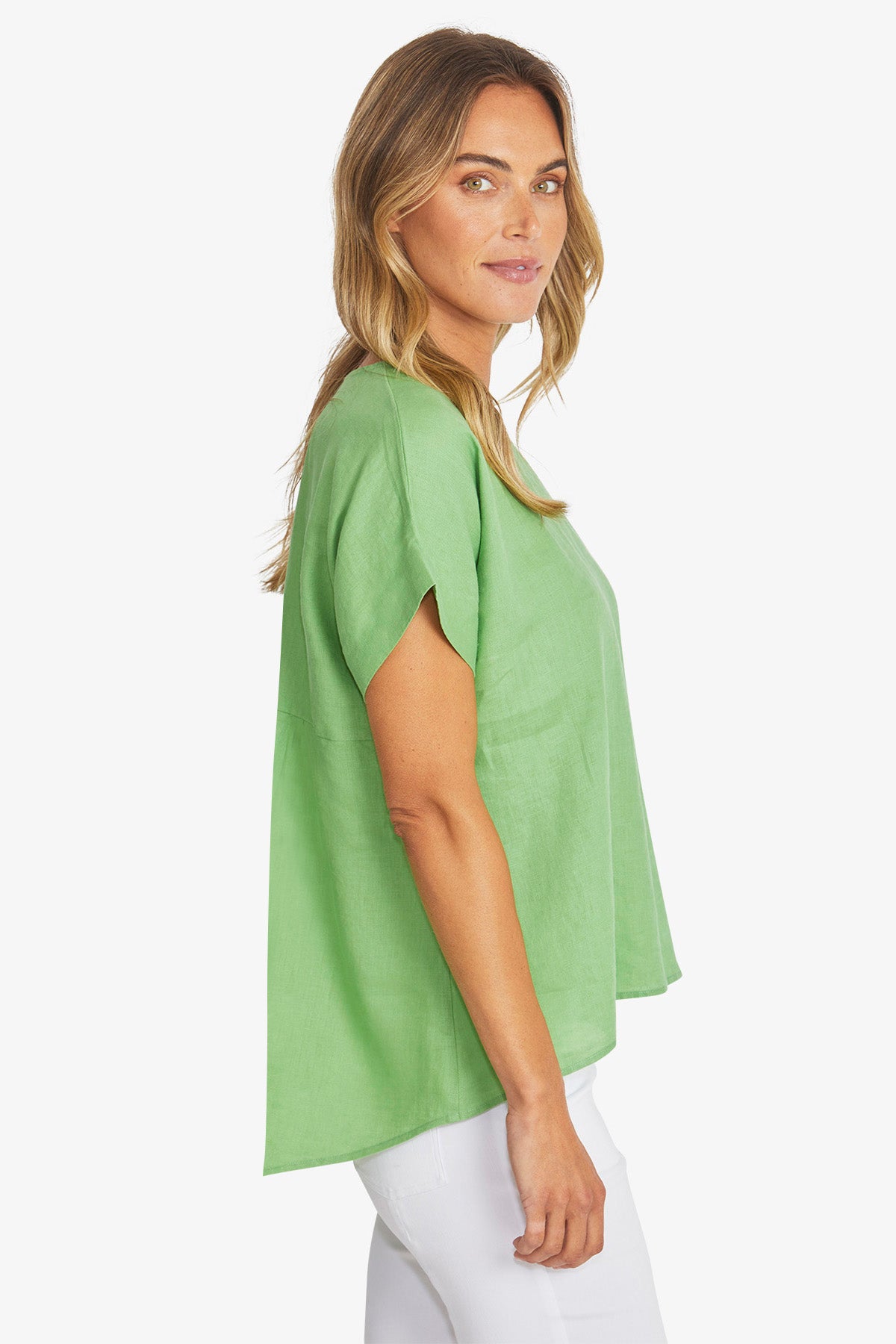 Womens Misty Linen Top Green P595341