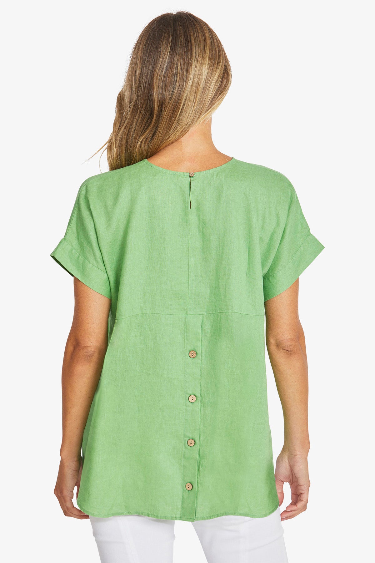Womens Misty Linen Top Green P595341