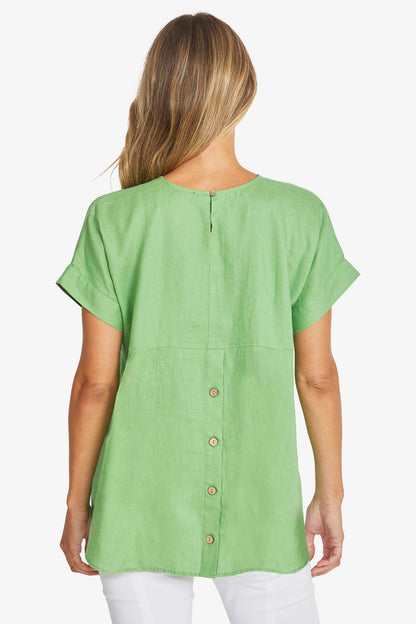 Womens Misty Linen Top Green P595341