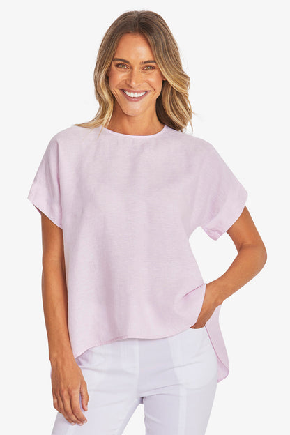Womens Misty Linen Top Pink P595341