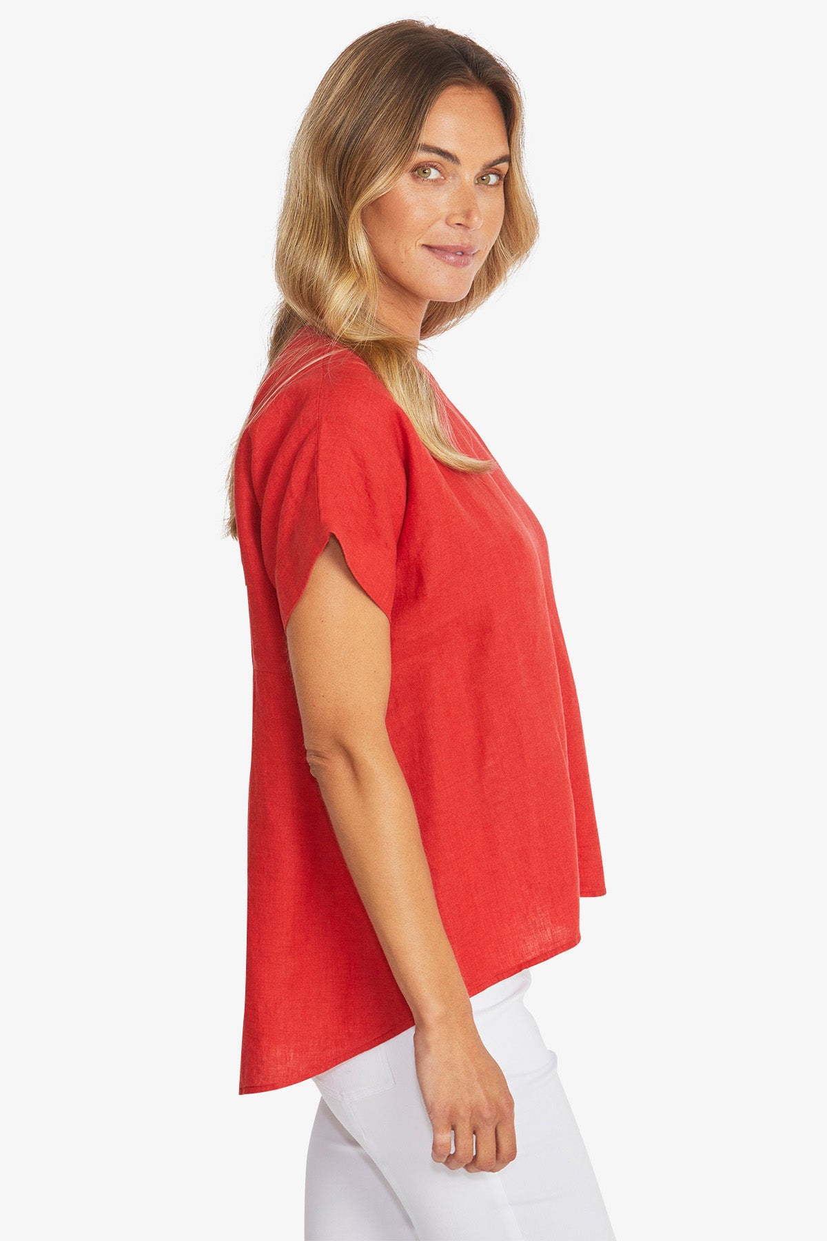 Womens Misty Linen Top Red P595341