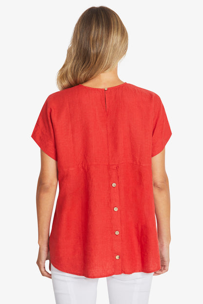 Womens Misty Linen Top Red P595341