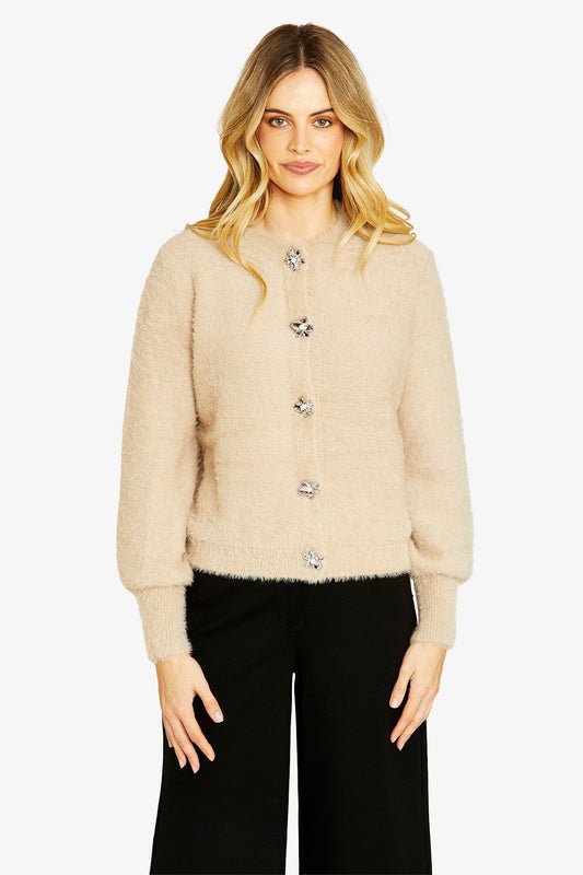 Womens Molly Fluffy Cardigan Brown P605026