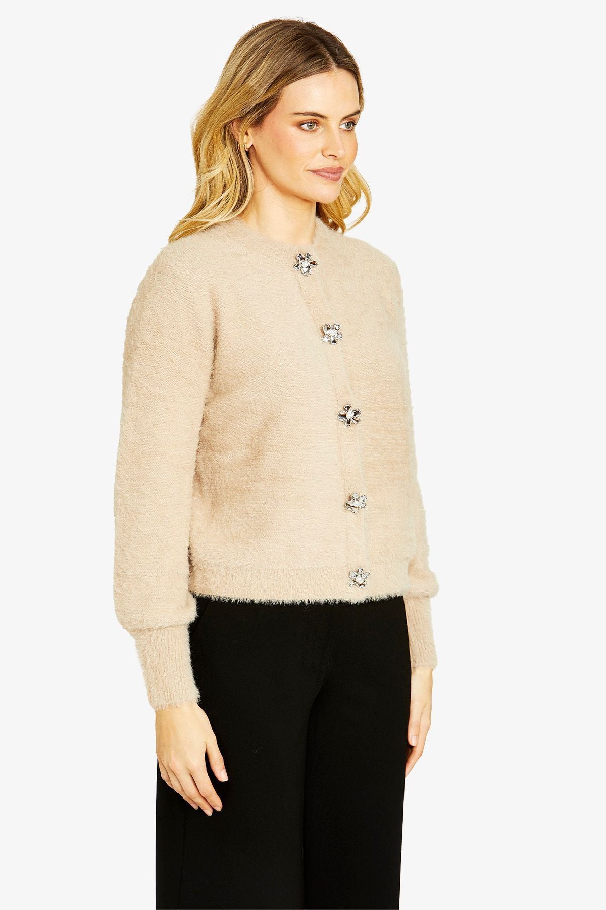 Womens Molly Fluffy Cardigan Brown P605026