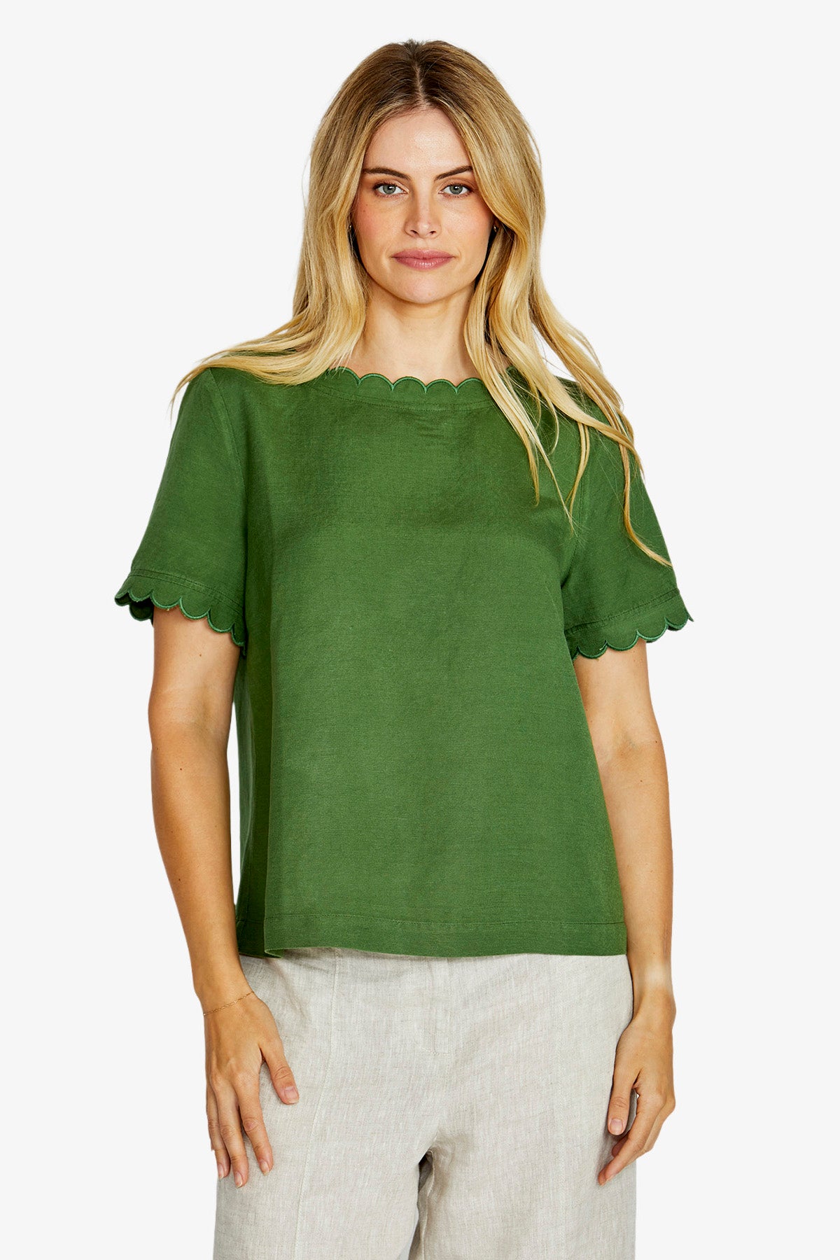 Womens Monica Scallopnk Sslvtop Green P615327