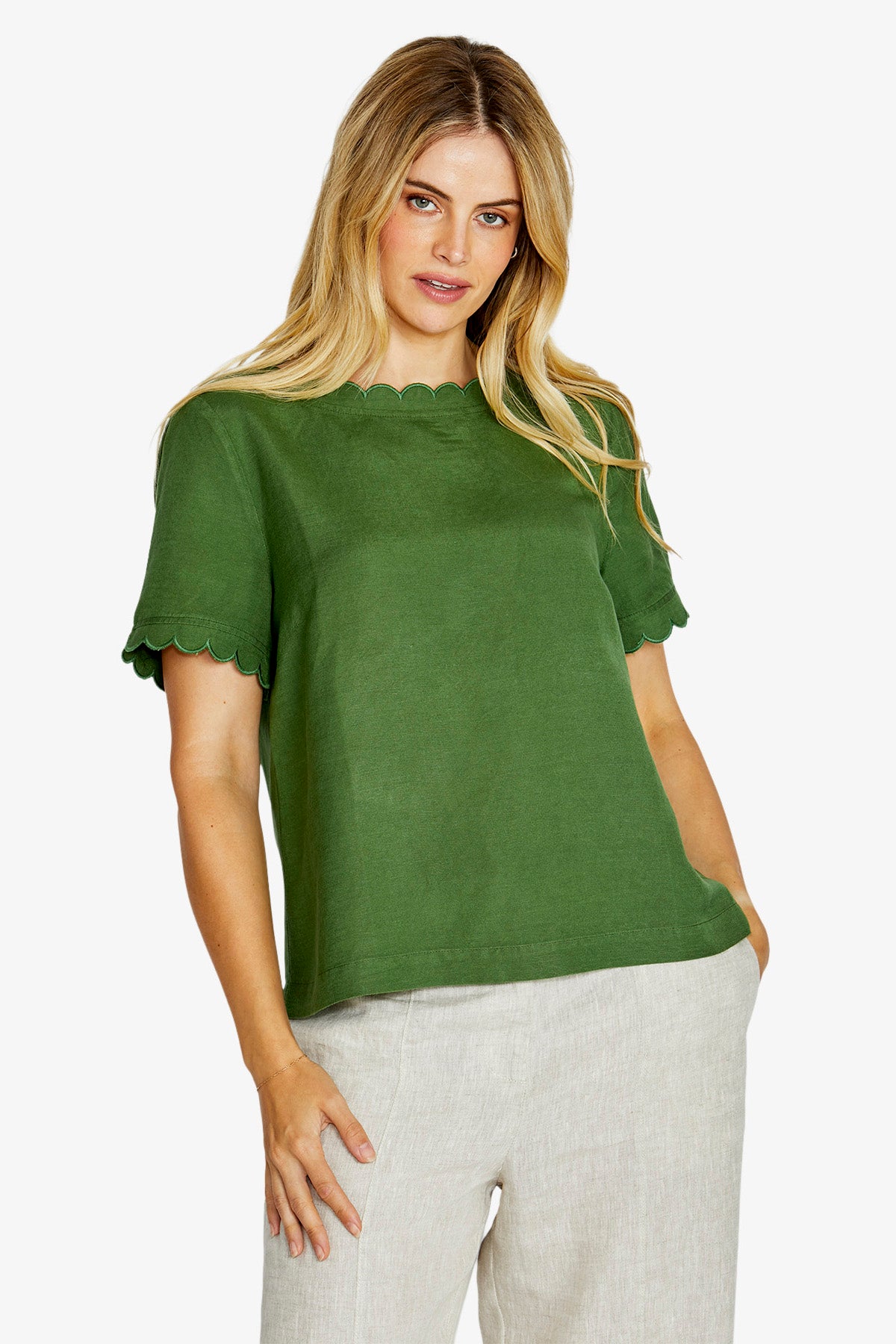 Womens Monica Scallopnk Sslvtop Green P615327