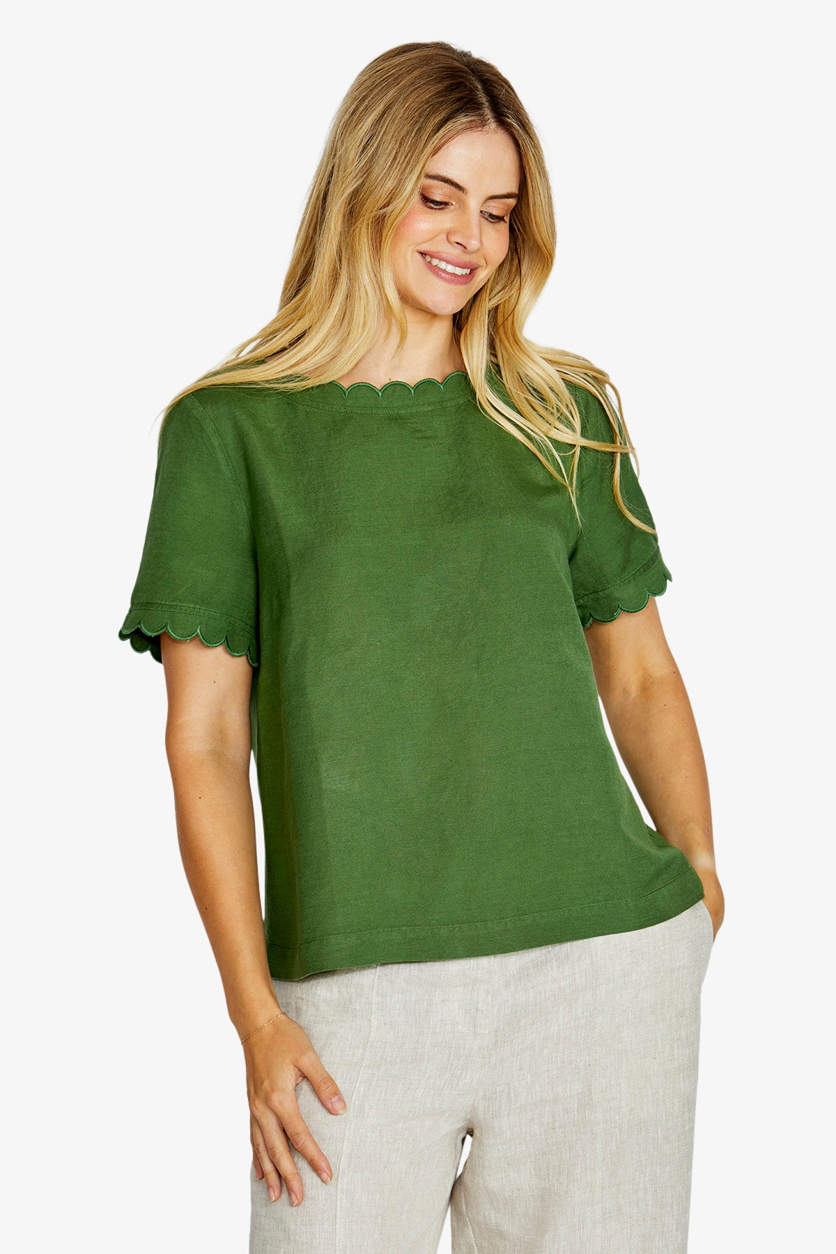 Womens Monica Scallopnk Sslvtop Green P615327