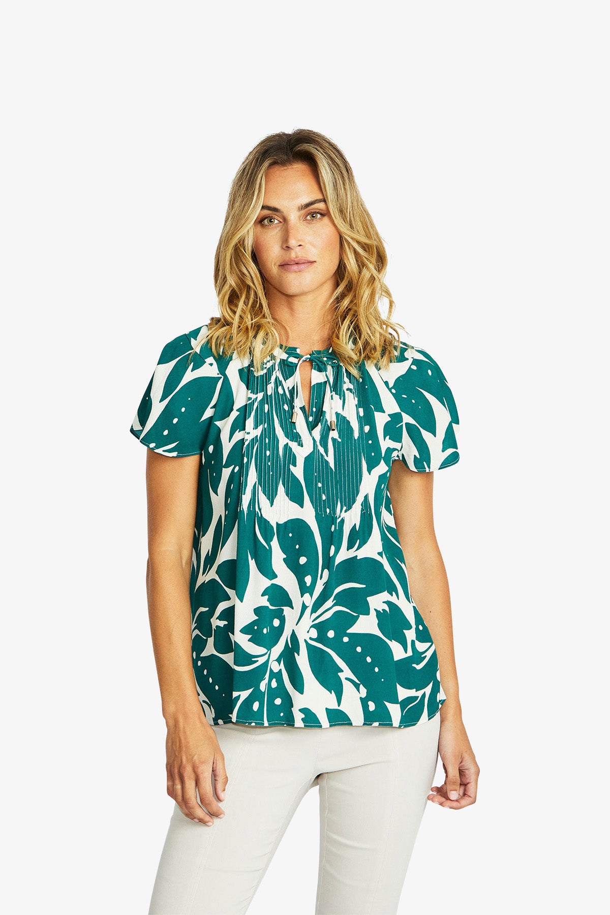 Mono Leaf Pintuck Top