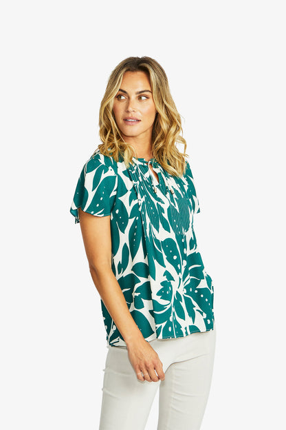 Mono Leaf Pintuck Top